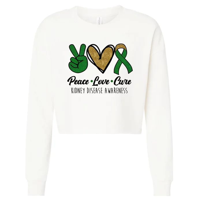 Peace Love Cure Kidney Disease Awareness Cropped Pullover Crew