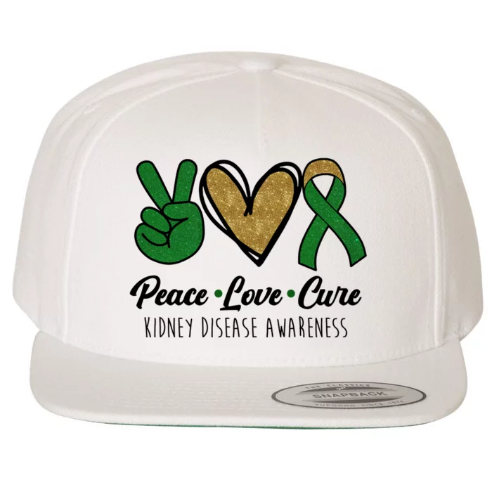 Peace Love Cure Kidney Disease Awareness Wool Snapback Cap