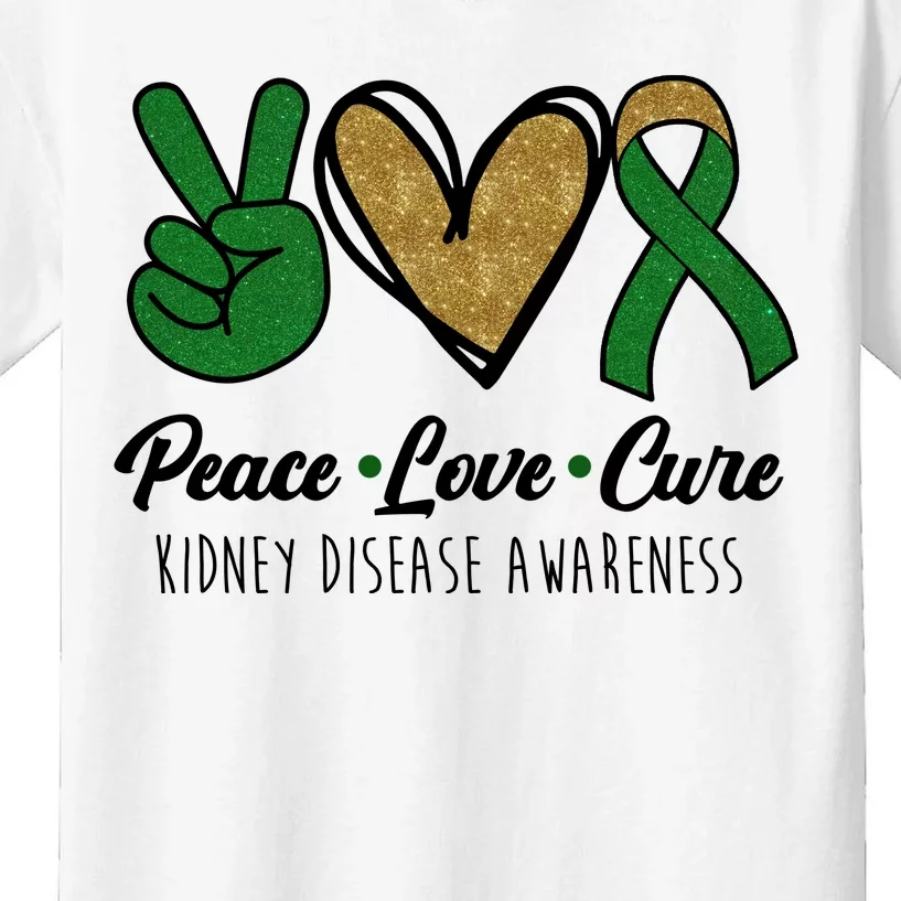 Peace Love Cure Kidney Disease Awareness Kids T-Shirt