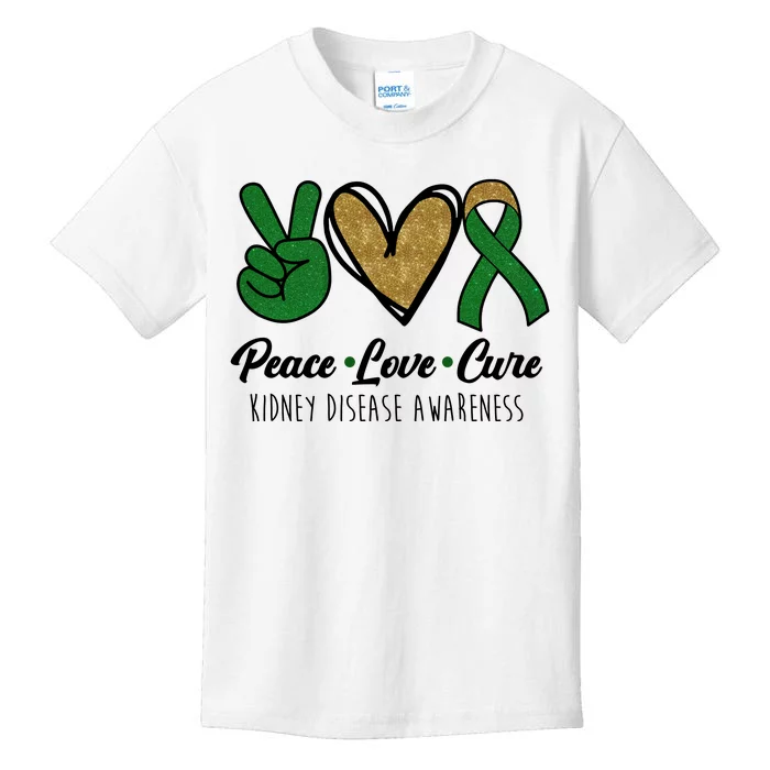 Peace Love Cure Kidney Disease Awareness Kids T-Shirt