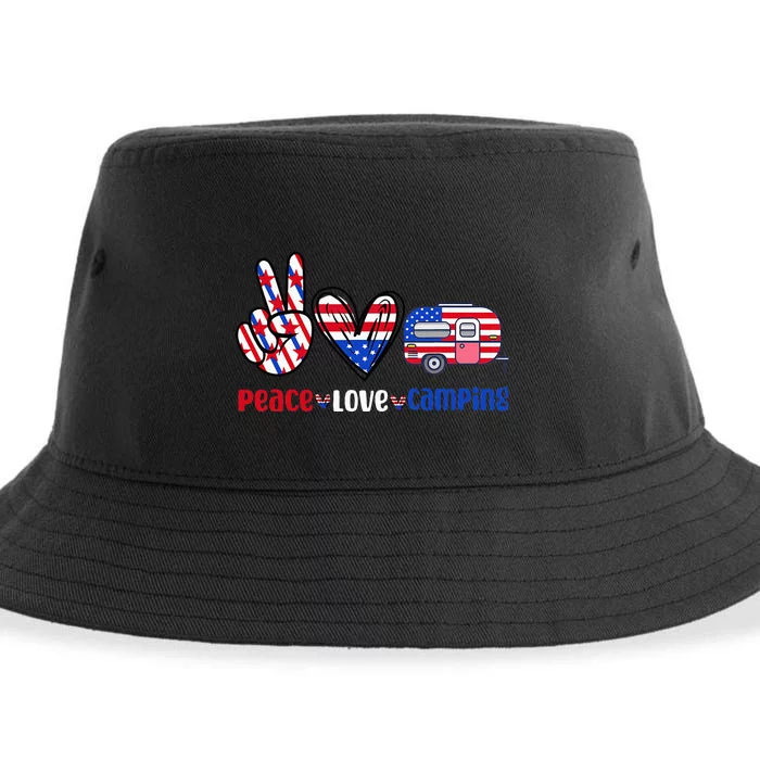 Peace Love Camp 4th of July Celebration Sustainable Bucket Hat