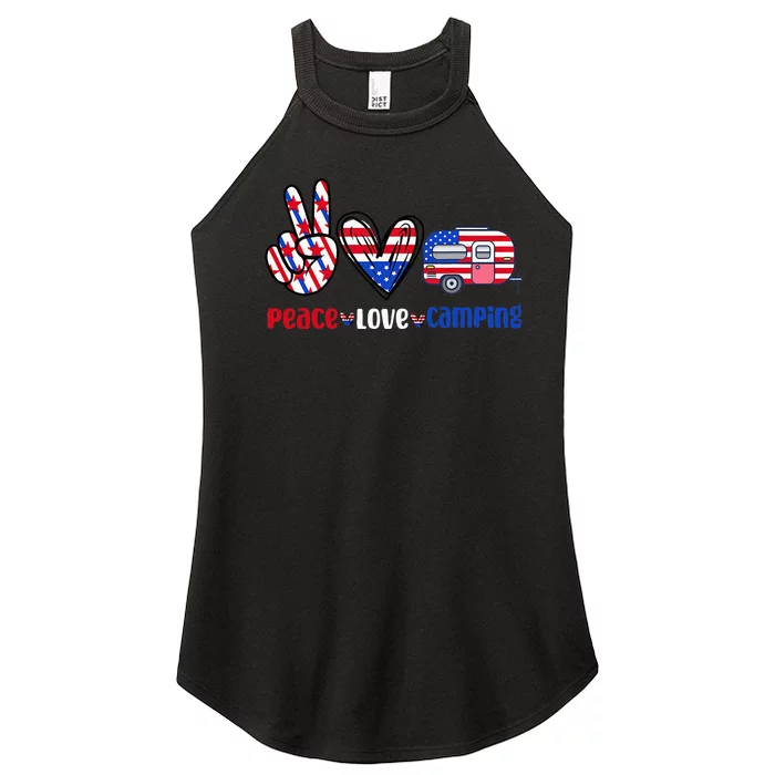 Peace Love Camp 4th of July Celebration Women’s Perfect Tri Rocker Tank