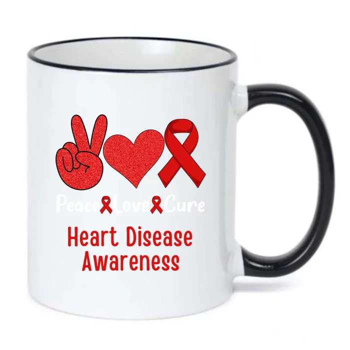 Peace Love Cure Heart Disease Awareness Month Meaningful Gift Black Color Changing Mug