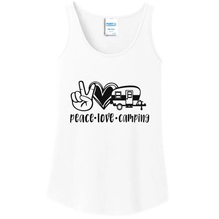 Peace Love Camping Gift Ladies Essential Tank