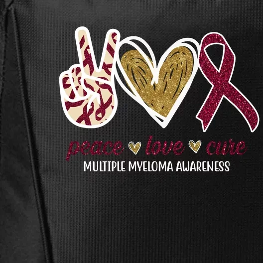 Peace Love Cure Multiple Myeloma Awareness City Backpack