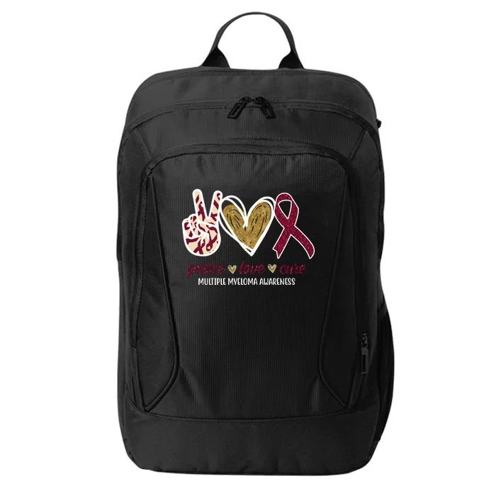 Peace Love Cure Multiple Myeloma Awareness City Backpack