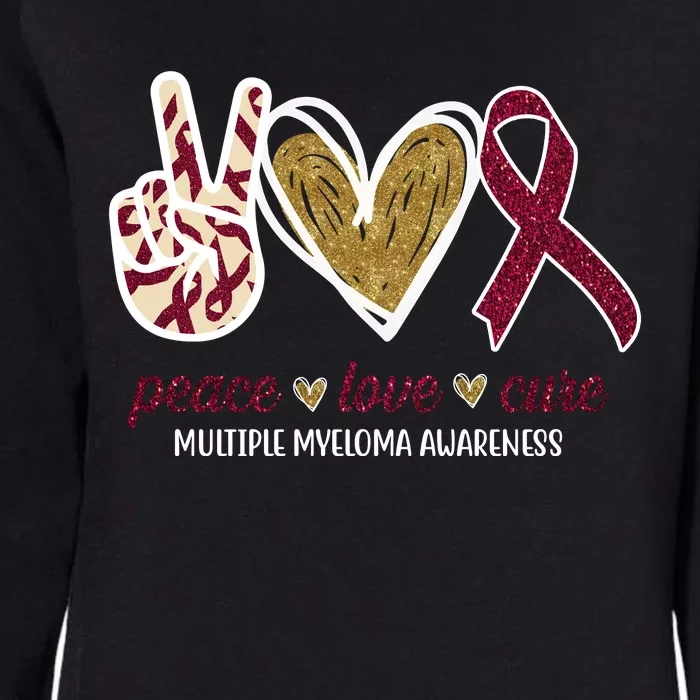 Peace Love Cure Multiple Myeloma Awareness Womens California Wash Sweatshirt