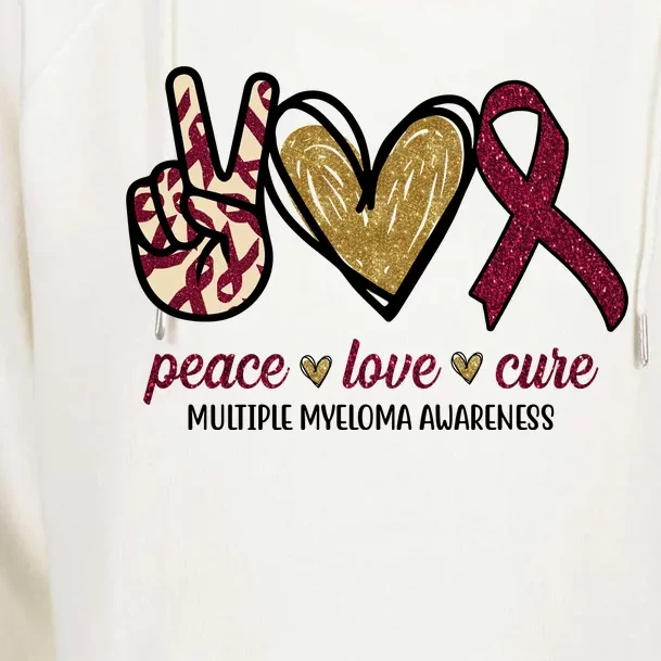 Peace Love Cure Multiple Myeloma Awareness Womens Funnel Neck Pullover Hood