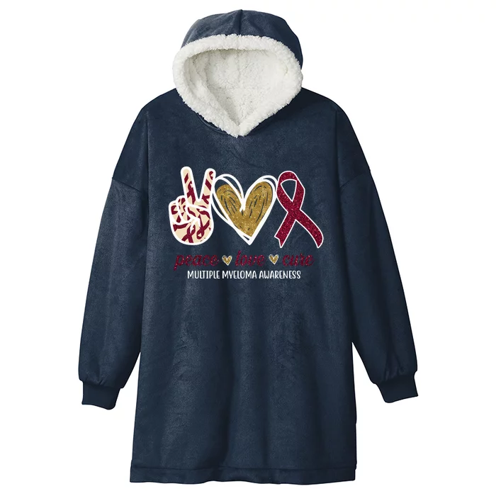 Peace Love Cure Multiple Myeloma Awareness Hooded Wearable Blanket