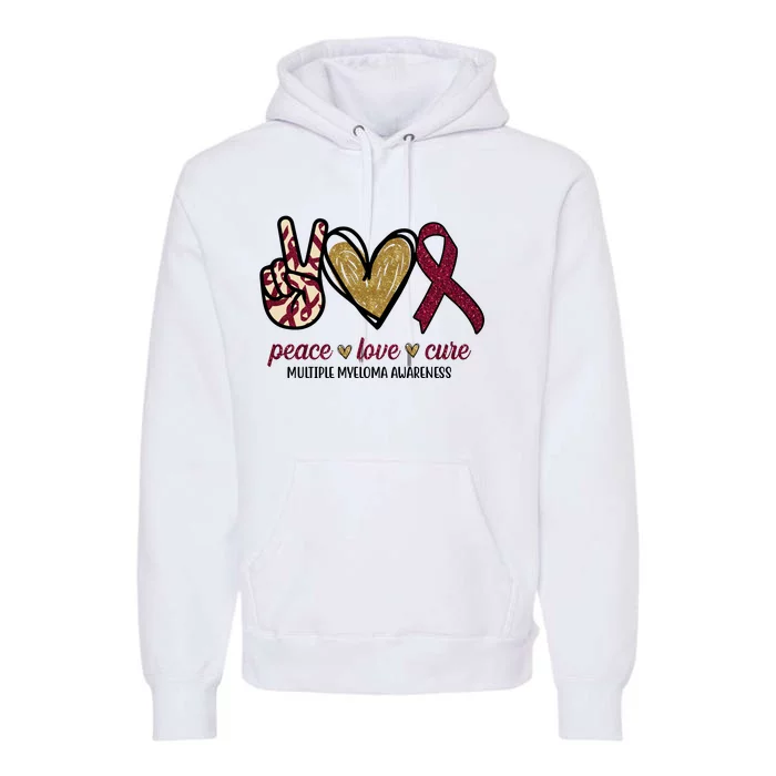 Peace Love Cure Multiple Myeloma Awareness Premium Hoodie