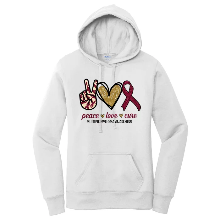 Peace Love Cure Multiple Myeloma Awareness Women's Pullover Hoodie