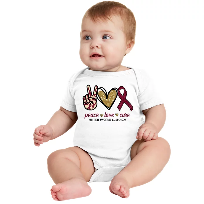 Peace Love Cure Multiple Myeloma Awareness Baby Bodysuit