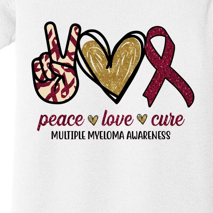 Peace Love Cure Multiple Myeloma Awareness Baby Bodysuit