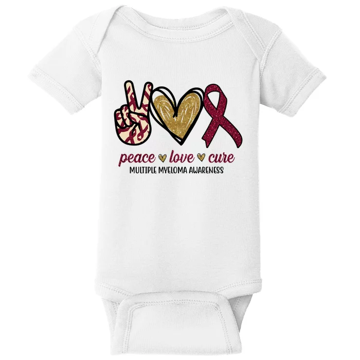 Peace Love Cure Multiple Myeloma Awareness Baby Bodysuit