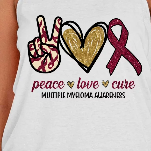 Peace Love Cure Multiple Myeloma Awareness Women's Knotted Racerback Tank