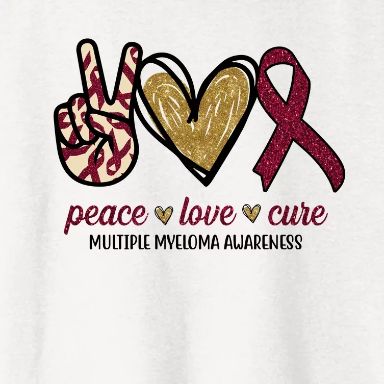 Peace Love Cure Multiple Myeloma Awareness Women's Crop Top Tee