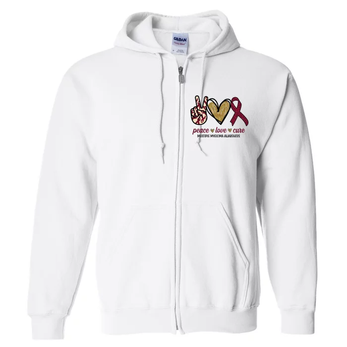 Peace Love Cure Multiple Myeloma Awareness Full Zip Hoodie