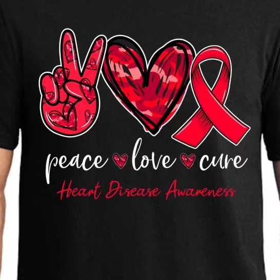 Peace Love Cure Heart Disease Awareness Month Cute Gift Pajama Set