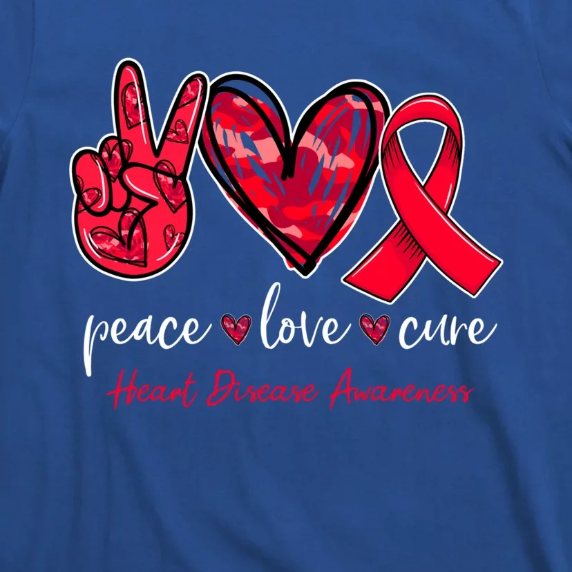 Peace Love Cure Heart Disease Awareness Month Cute Gift T-Shirt