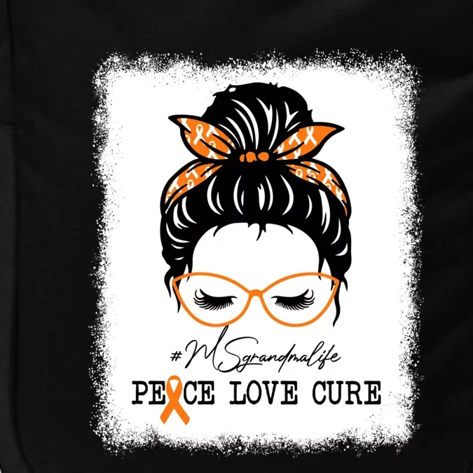 Peace Love Cure Grandma Messy Bun Multiple Sclerosis Funny Gift Impact Tech Backpack