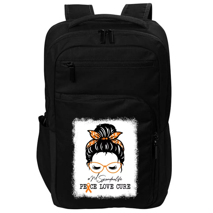 Peace Love Cure Grandma Messy Bun Multiple Sclerosis Funny Gift Impact Tech Backpack