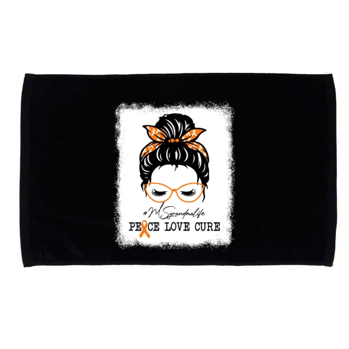 Peace Love Cure Grandma Messy Bun Multiple Sclerosis Funny Gift Microfiber Hand Towel