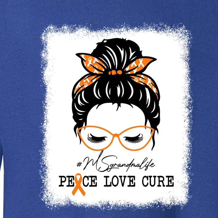 Peace Love Cure Grandma Messy Bun Multiple Sclerosis Funny Gift Toddler Sweatshirt