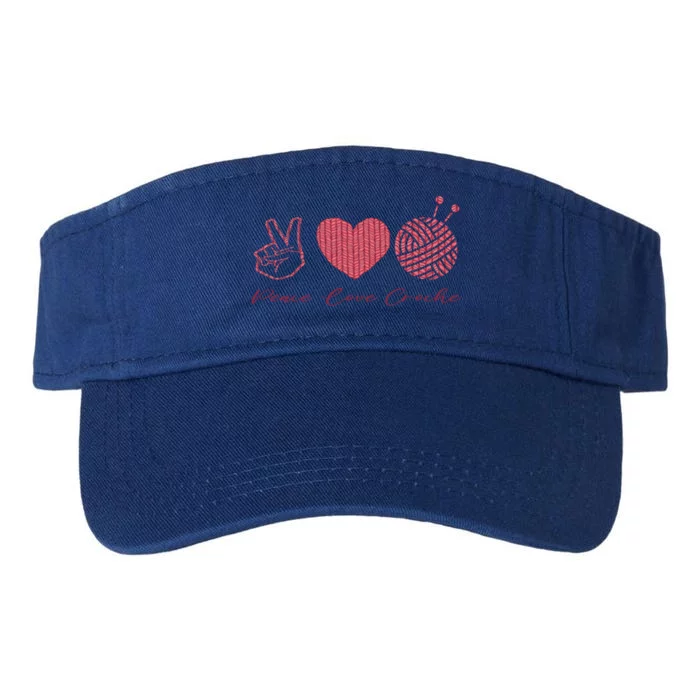 Peace Love Crochet Funny Crocheting Cool Crochet Cool Gift Valucap Bio-Washed Visor