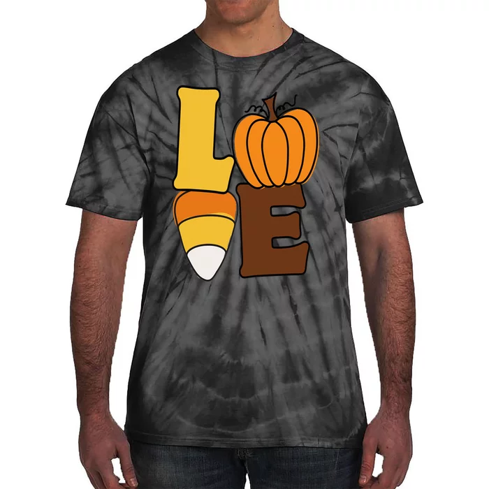 Pumpkin Love Candy Corn Fall Y'All Hello Fall Love Fall Tie-Dye T-Shirt