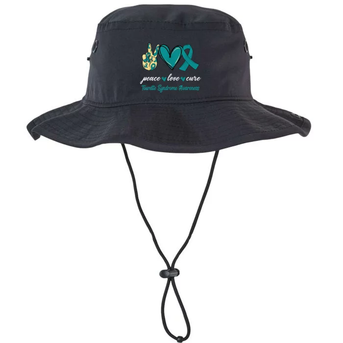 Peace Love Cure Tourette Syndrome Teal Ribbon Awareness Legacy Cool Fit Booney Bucket Hat