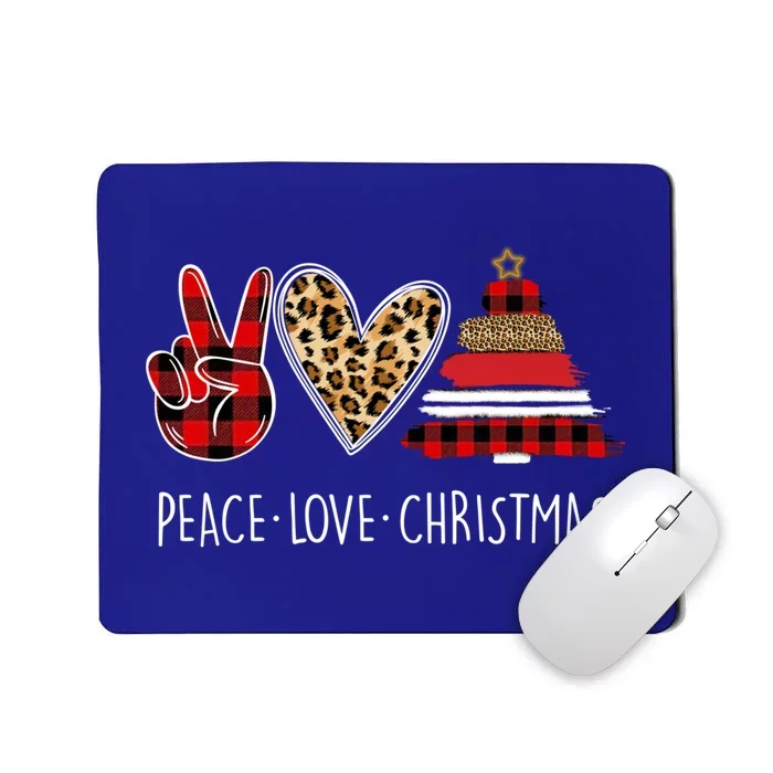 Peace Love Christmas Leopard Buffalo Red Plaid Xmas Funny Gift Mousepad