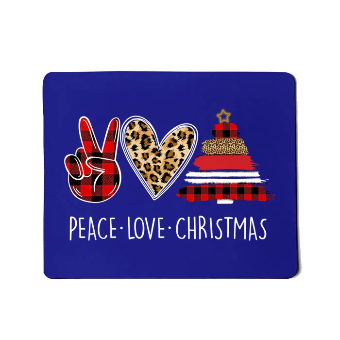 Peace Love Christmas Leopard Buffalo Red Plaid Xmas Funny Gift Mousepad