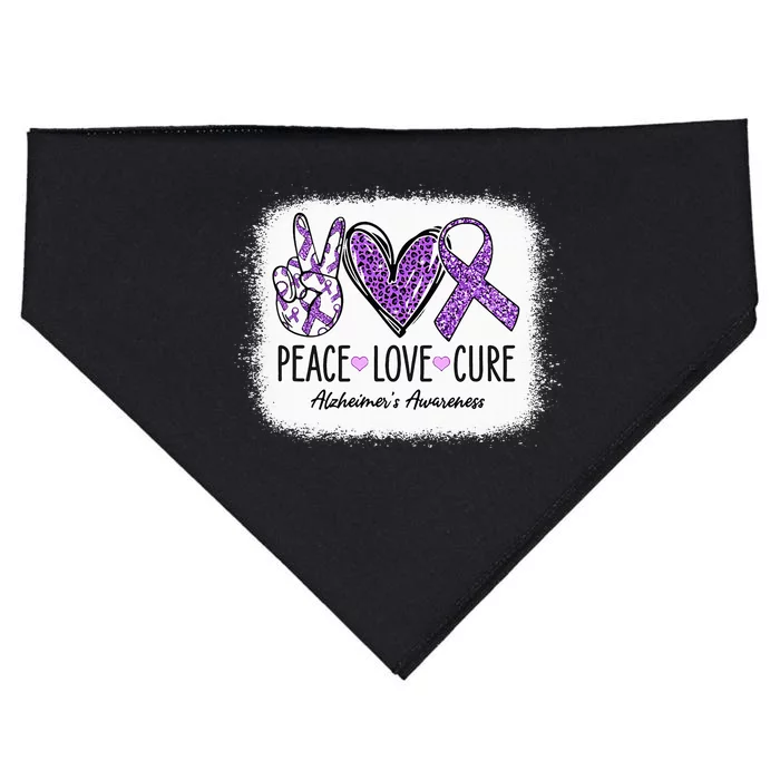 Peace Love Cure We Wear Purple For AlzheimerS Awareness USA-Made Doggie Bandana