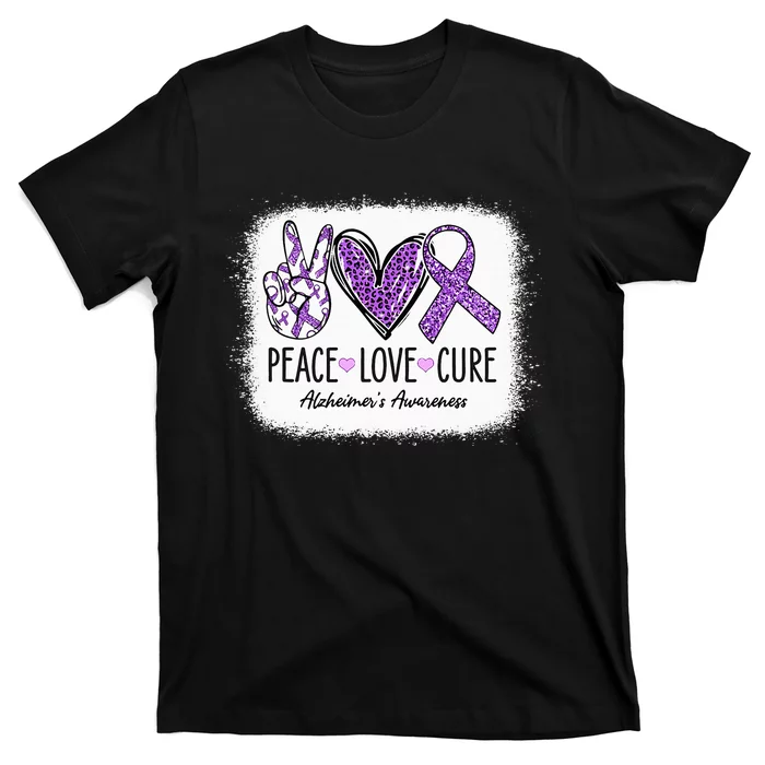 Peace Love Cure We Wear Purple For AlzheimerS Awareness T-Shirt