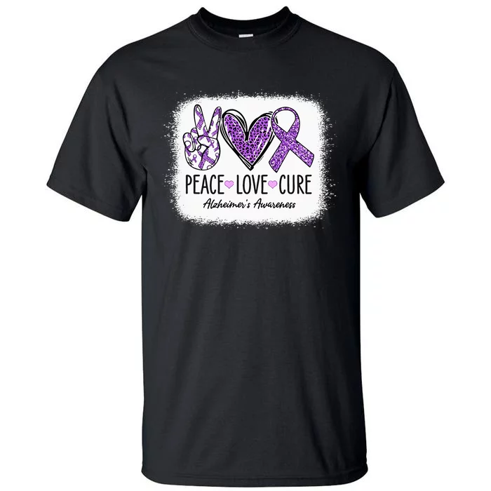 Peace Love Cure We Wear Purple For AlzheimerS Awareness Tall T-Shirt