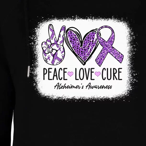 Peace Love Cure We Wear Purple For AlzheimerS Awareness Womens Funnel Neck Pullover Hood