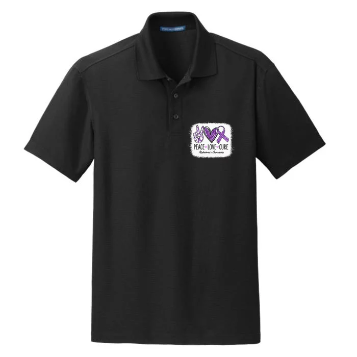 Peace Love Cure We Wear Purple For AlzheimerS Awareness Dry Zone Grid Performance Polo