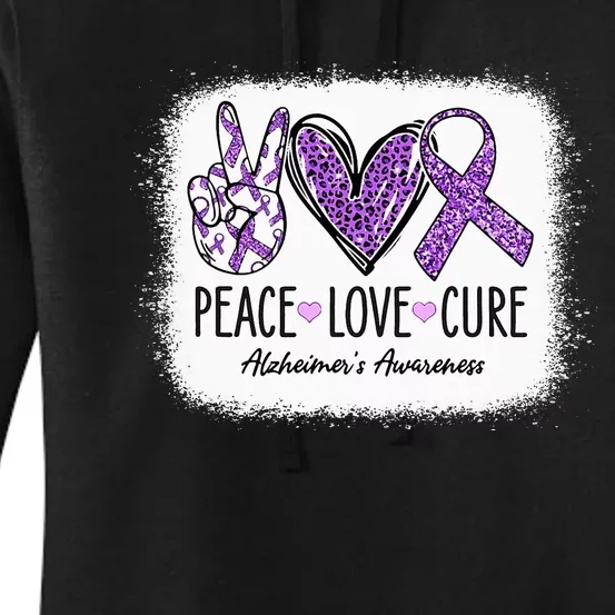 Peace Love Cure We Wear Purple For AlzheimerS Awareness Women's Pullover Hoodie