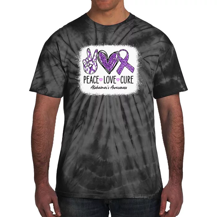 Peace Love Cure We Wear Purple For AlzheimerS Awareness Tie-Dye T-Shirt