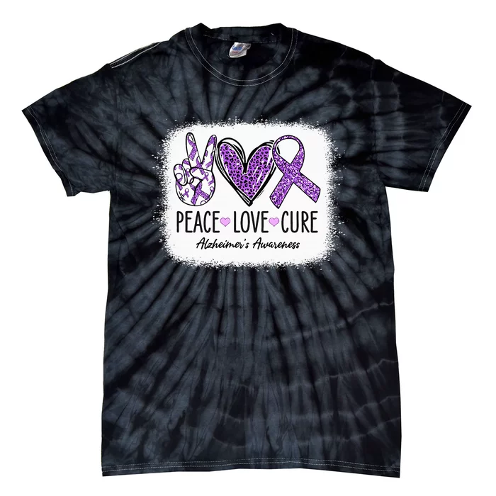 Peace Love Cure We Wear Purple For AlzheimerS Awareness Tie-Dye T-Shirt