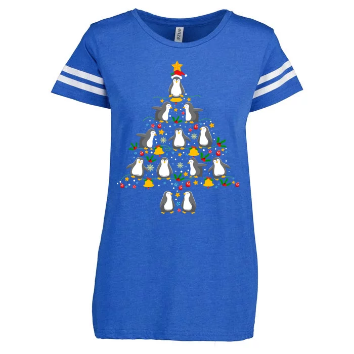 Penguin Lover Christmas Tree Funny Penguin Xmas Tree Gift Enza Ladies Jersey Football T-Shirt