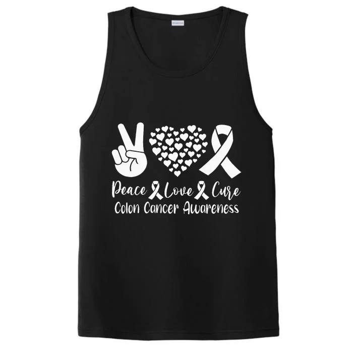 Peace Love Cure Colon Cancer Awareness Warriors & Supporters Performance Tank