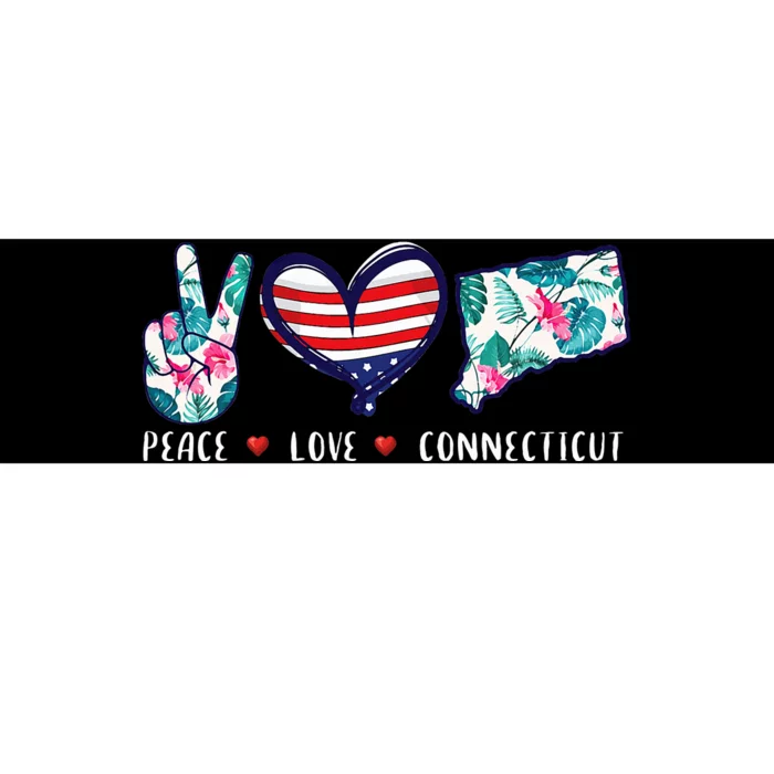 Peace Love Connecticut Flag Souvenirs Bumper Sticker