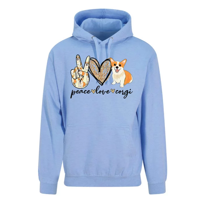 Peace Love Corgi Cute Dog Mom MotherS Day Gift Corgi Lover Unisex Surf Hoodie