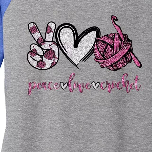 Peace Love Crochet Funny Crocheting Lover Gift Meaningful Gift Women's Tri-Blend 3/4-Sleeve Raglan Shirt