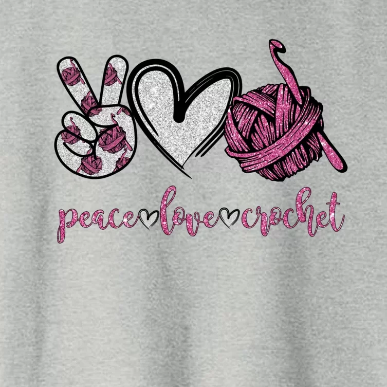 Peace Love Crochet Funny Crocheting Lover Gift Meaningful Gift Women's Crop Top Tee