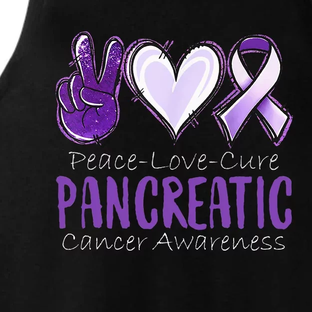 Peace Love Cure Pancreatic Cancer Awareness Ladies Tri-Blend Wicking Tank