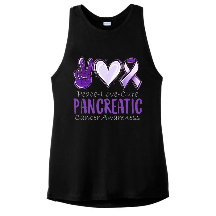 Peace Love Cure Pancreatic Cancer Awareness Ladies Tri-Blend Wicking Tank