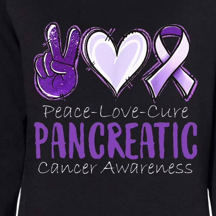 Peace Love Cure Pancreatic Cancer Awareness Womens California Wash Sweatshirt