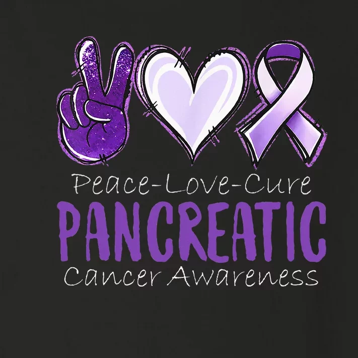 Peace Love Cure Pancreatic Cancer Awareness Toddler Long Sleeve Shirt